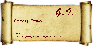 Gerey Irma névjegykártya